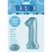Number 1 Foil Balloon - Powder Blue