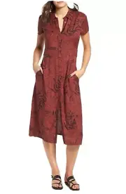 NWT RVCA Leaf Print Midi Dress Size Large