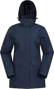 [Mountain Warehouse] Glacial Womens Waterproof Jacket - Taped Seams Rain Coat, Breathable Casual Jacket, Detachable Hood Trench Coat - Ideal Ladies Coat for Walking