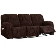 Stretch Recliner Sofa Cover Jacquard Reclining Cover with Side Pocket for 1/2/3 Seater, Brown