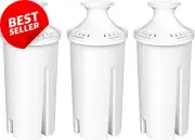 Standard Water Filter 3 Pack, Compatible with Brita Classic Jug