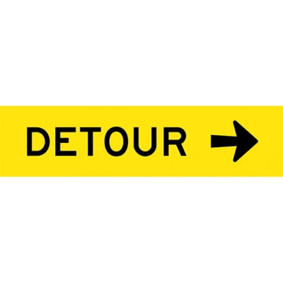 Detour Arrow Right Traffic Workplace Warning Safety Sign Corflute 1200x300mm