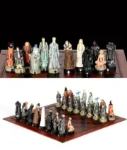 Luxury Fantasy Dragons And Wizards Witches Ogres Leather Chess set Handcrafted