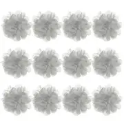 12-Pack Chiffon Flowers 3.94 x 3.94" Fabric Flowers for Craft [Gray]