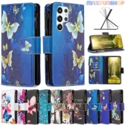 For Samsung S24 S23 S22 S21 S20 FE Ultra Case Pattern Leather Wallet Flip Cover
