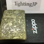 Zippo Logo Armor Case Rose Skull 4 Sided Etching Gold Insert Lighter Japan New