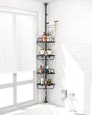 ADOVEL 4 Layer Corner Shower Caddy, Stainless Steel ​Constant Tension Pole Shower Organizer, Adjustable Corner Shower Shelf, Rustproof 3.3 to 9.8 ft