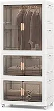 Giantex 420L Storage Bins with Lid, Portable Plastic Wardrobe Closet Organizer with 10 Hangers, Collapsible Storage Containers with Wheels for Living Room Bedroom Dorm