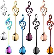 Tablespoons Music Note Spoons 8-Pack Teaspoons Colorful Dessert Spoon,304 Stainless Steel Musical Notation Shaped Coffee Spoons (Multi-Color) Serving Spoon (Size : S*8)
