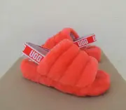 UGG RED CURRANT FLUFF YEAH SLIDE SHEEPSKIN SLIPPER SANDALS, US 5/ EUR 36 ~NIB