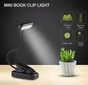 LED Book Reading Light Lamp Battery Powered Flexible Clip On Bed Desk Table