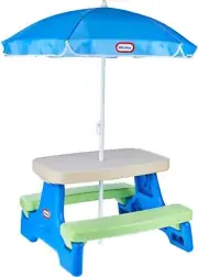 Little Tikes Easy Store Jr. Picnic Table with Umbrella - Onesize, Blue/Green