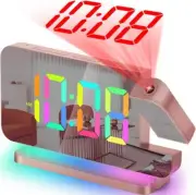 Projection Alarm Clock,7.4" LED Mirror Digital Clocks Large Display,with 180°