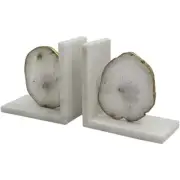 A&B Home 82956-WHIT-SA Agate 5.5 X 3 inch White Bookends