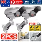 2X Solar Dummy Realistic Fake Surveillance CCTV Security Camera LED Light Blink