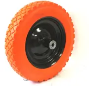 14" Flat Free Wheel Barrow Wheelbarrow Tire Solid Foam 5/8 Axle For Cart Wagon