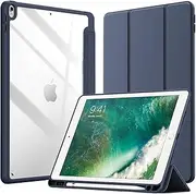 JETech Case for iPad Air 3 (10.5-Inch 2019, 3rd Generation) and iPad Pro 10.5-Inch with Pencil Holder, Clear Transparent Back Shell Slim Stand Shockproof Tablet Cover (Navy)