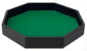 11.5 Inches Dice Rolling Tray, Leather Dice Tray, Felt Lined PU Leather Octagon Dice Tray (Green)