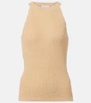 [Max Mara] Max Mara Lolly linen and silk-blend top UK 14 black