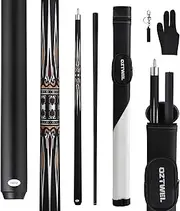 Pool Cue Stick with Case, 13mm Glass Fiber Pool Cue Stick, Pool Cue Kit, Billiard Cue Stick with Case, 58" Professional Billiards Low Deflections Cue Stick with Gloves, Aerator, 19 Oz