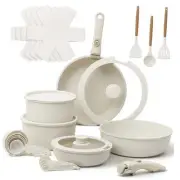 28Pcs Pots and Pans Set Non Stick, Cookware Set Detachable Handle, Space