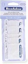 Beadalon 106A-120 Silk Thread, Variety Pack, Sizes 1x02, 2x04, 2X06, 2 Meters Each with Needle, White