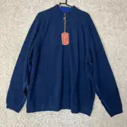 Tommy Bahama Sweater Mens 2XB Blue Flipster Half Zip Reversible Preppy Casual