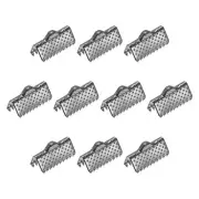 100Pcs Ribbon Crimp Clamp Ends 13mm Cord End Clasp for DIY Craft Metallic Black