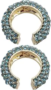 [GLSTOY] 2Pcs Chunky Rhinestone C Shaped Clip Earrings for Women Non Pierced Ear Cuff Jewelry for Weddings Holidays Christmas Stylish and Secure Fit High Gloss Finish Versatile Design