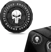 Sodcay Pack-1 Skull Car Push Start Button Cover, Car Rotary Push Start Button Cover, Car Engine Start Stop Button Cover, Engine Protection Cover Sticker (Black)