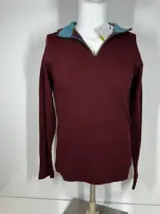 NWT Robert Graham GOLD RUSH Burgundy 1/4 Zip Long Sleeve Mens XS Shirt Sweater