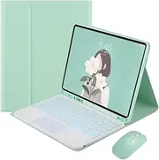 Jarttarn Keyboard Case Compatible with Samsung Galaxy Tab S8 Ultra 14.6 inch 2022 with Pen Holder,7 Color Backlit Keyboard with Touchpad + Mouse,PU Stand Cover for Tablet (Mint)