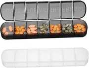 Anneome 2Pcs Portable Weekly Pill Organizer Compartments Travel Pill Box Transparent Daily Medicine Storage Case for Supplements Compact Pill Holder