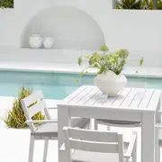 Santorini Outdoor 4 Seater Square Aluminium Dining Table with Santorini Chairs - Outdoor Dining Settings