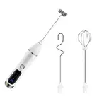 Handheld Milk Frother for Coffee, Rechargeable Drink Mixer with 3 Heads 33907