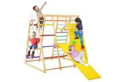 Costway Climb Playset 8-in-1 Wood Climbing Frame Swing Slide Play Set Playground Indoor Daycare Gifts Multi-color