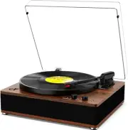 Vintage Record Player with Built-in Speakers, Wireless Bluetooth Input/Output