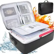 Fireproof Document Bag with Lock Important Document OrganizerHome Office Trav...