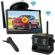 Solar Wireless Magnetic Backup Camera 5" Record Monitor For Car Truck Trailer RV