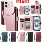 For iPhone 16 15 14 13 12 11Pro Max Plus Case Wallet Leather Flip Cover Lanyard