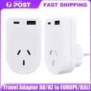 Outbound AU/NZ to EUROPE/BALI Travel Adaptor with USB Type C & A Flightmode