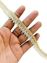 PIYUCRAFTS Gold Beaded Ribbon Border Lace Trim – 0.75 Inch Wide Handmade Sequin and Zari Embellished Trim for Sarees, Dresses, Crafts, DIY Projects | Available in 1, 3, 6 Yard (6)