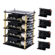 4 Layers Cluster Case for Raspberry Pi 5, Pi 5 Stackable Case with 4PCS Brown