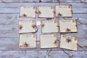 9~Vintage~Ephemera~Blank Postcards~Junk Journal~Linen Cardstock~Gift~Hang~Tags