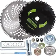 [PLAXNS] 9" x 20T Chainsaw Tooth Cutter,10" x 80T Carbide Tip Brush Blades with Universal Adapter Kit,Premium Stainless Steel Trimmer Head Compatible with Cutter, Trimmer, Weed Eater
