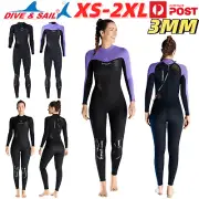 DIVE&SAIL Women Wetsuit 3mm Neoprene Full Body Long Sleeve Diving Swim Surfing