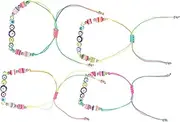 [WRITWAA] Adjustable Evil Eye Bracelets for Women 4pcs Braided Charm Jewelry Girl's Fashion Wristband Decorative Present Set