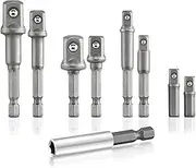 HORUSDY 9-Piece Power Drill Socket Adapter Extension Set, 1/4" 3/8" and 1/2" Impact Driver Hex Shank, CrV Steel Drill Bit Extension Set with Magnetic Bit Holder