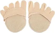 [COLLBATH] 2Pairs Women's No Show Five Toe Topper Heelless Forefoot Half Boat Socks Apricot Breathable Slip Design for Summer Heels and Everyday Wear