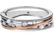 NWTag Brighton NEPTUNE's RINGS GEMS Two Tone Crystal Hinged Bangle Bracelet $88
